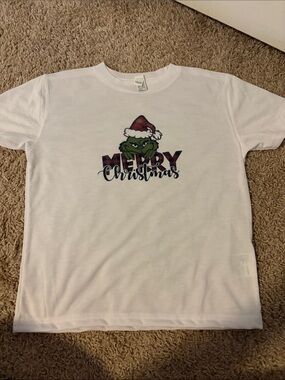 Kids White Grinch Merry Christmas Graphic Tee